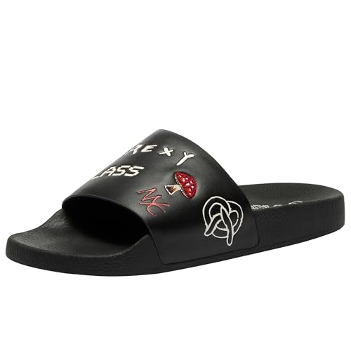 Coach Men's Slide Sandal with Sketch Print Platform, Charcoal/Black, 13