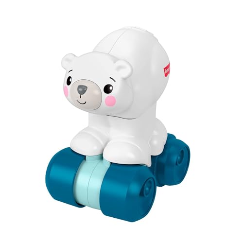 Fisher-Price Urso polar para perseguir gatinhar brinquedo para bebés com tema animal, veículo de atividades com detalhes sensoriais para crianças a partir de 9 meses, JDL63