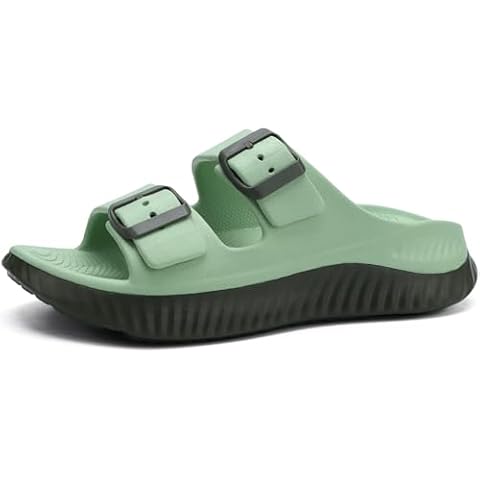 KuaiLu Womens Recovery Sandals Comfortable Plantar Fasciitis Arch Support Ladies Orthotic Sport Slides Open Toe Slip On Thick Athletic Cushion Slippers Summer Pool Beach Sandles Olive Green Size 9 Cover