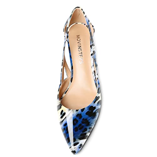 MOVINSTEPS Womens Pointed Toe Dress Slip On Patent Cut Out Work Chunky Low Heel Pumps Shoes 1.5 Inch3