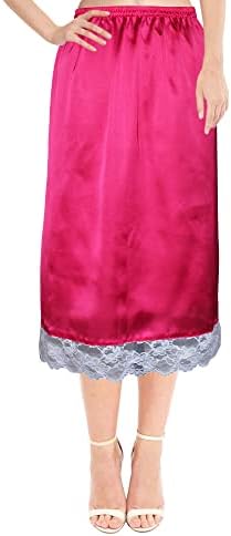 Stylob Satin Half Slip Skirt Lacey Underskirt Pink Lingerie Half Petticoat For Women (as1, alpha, xx_l, regular, regular, XXL)