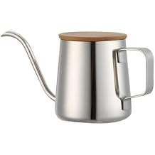 Gooseneck Pour Over Kettle, 12oz/350ml Stainless Steel Coffee Kettle with Wooden Lid, Long Spout for Precise Pouring, Hand Drip Coffee & Tea Pot