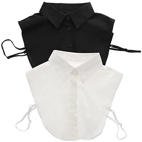 BESPORTBLE 2pcs Fake Cotton Collar, Detachable Blouse Dickey Collar Half Shirts False for Boy and Girls Womans Shirts