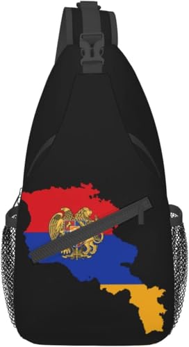 Mochila Sling con mapa de bandera armenia unisex miniatura 1