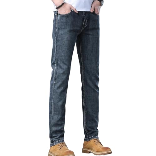 Men's Spring Fall Blue Slim Jeans – Casual Stretch Denim Pants, Stylish Trousers