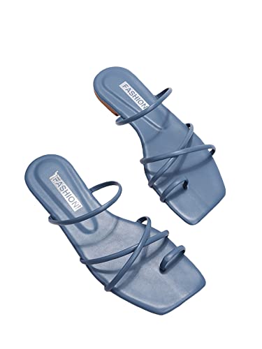 Image of GORGLITTER Women's Metallic Strappy Sparkly Square Toe Cute Dressy Sandals