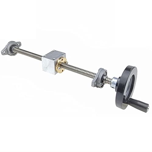YUHYCOS Industrial Lead Screw 3D Printer Accessories T8 Handwheel Lead Guide Rail Screw, 100MM-500MM Length Linear Sliding Table Horizontal/Vertical Set(Vertical Bracket,300MM)
