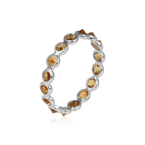 Citrine Gemstone Stacking Eternity Band Ring for Women 925 Sterling Silver Dainty Band Minimalist Jewelry Gift