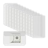 Antner 12PCS A7 Size Binder Pockets No Zipper Cash Envelopes for A7 Binder Wallet, 6-Hole Clear PVC Zipperless Budget Envelopes Binder Pouch Inserts Loose Leaf Bag Money Folder Organizer for Budgeting