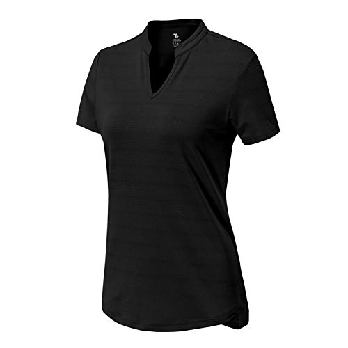 Image of BASUDAM Women's Golf Polo Shirts V-Neck Short Sleeve Collarless Tennis Running T-Shirts Quick Dry