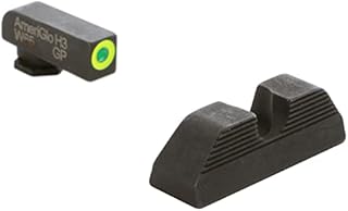 AmeriGlo Protector, Sight, fits Glk 17,19,22,23,24,26,27,33,34,35,37,38,39, Green Tritium Limegreenlumi Outline Front Black Serrated Round Notch Rear