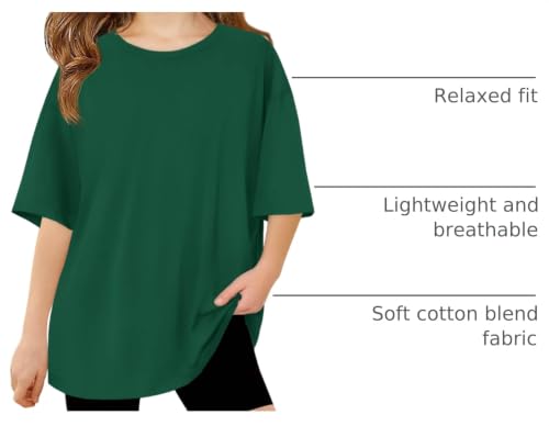 Image of Haloumoning Girls Short Sleeve T-Shirts | Kids, Summer,Girls shirts,Oversized t shirts,Girls T-Shirts,Oversized Tops, Casual Crewneck, Basic Tees 5-14Y
