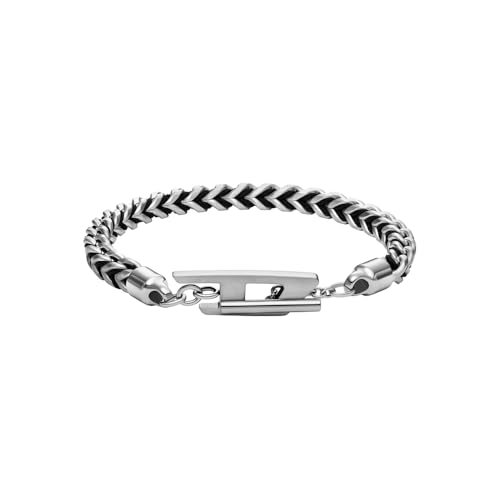 Diesel Bracciale da Uomo in Acciaio Inossidabile con Chiusura a T, Argento grigio