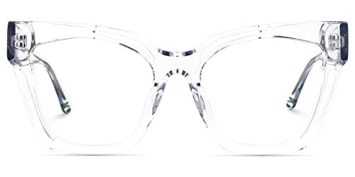 Image of Zeelool Vintage Cat Eye Glasses Frame for Women with Non-prescription Clear Lens Domena ZJGA814740-04 Crystal