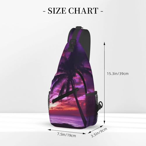 Bolso cruzado Palm Tree Purple Sunset negro para hombre y mujer miniatura 3