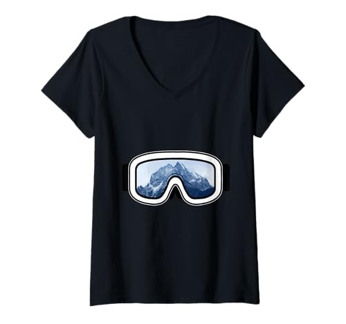 Mujer Las montañas están Llamando, Snowboard y esquí, Gafas de esquí Camiseta Cuello V