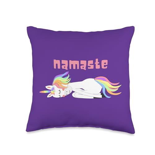 Yoga unicorn namaste Balasana childs pose student teacher Throw Pillow