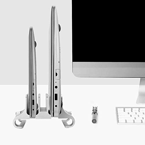 Image of URBAN KINGS 2 Slot Dual Vertical Laptop Stand for Desk Aluminum Adjustable Size & Space Saver Desktop Holder with Adjustable Dock Size