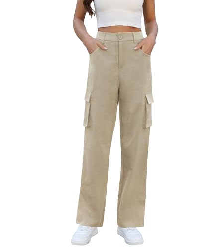 2024 Cargo Pants Women High Waisted Wide Leg Pants Y2k Straight Streetwear Fashion Baggy Trousers with 4 Pockets
