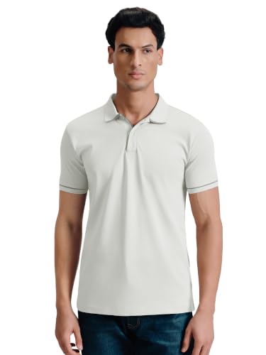 Image of XYXX Men's Apex Mercerized Cotton Striped Collar Pique Polo T-Shirt