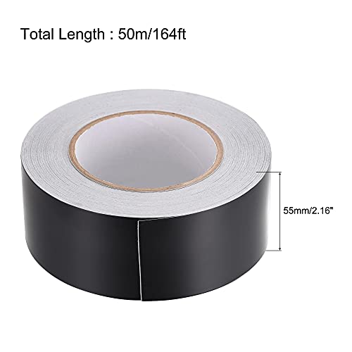 Image of uxcell Aluminum Foil Tape Black Matte Tape Non Reflective 55mmx50m /164ft for HVAC, Sealing, Patching Hot and Blocking Light