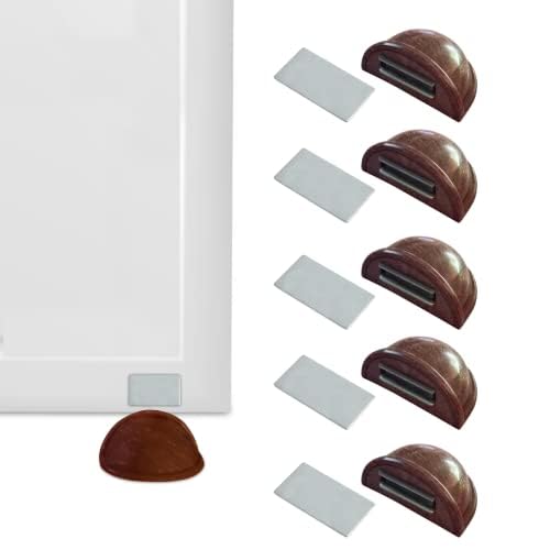 Topes para puertas suelo iman adhesivo   Sujeta puertas suelo marron 6 unds   Retenedor puerta magnético