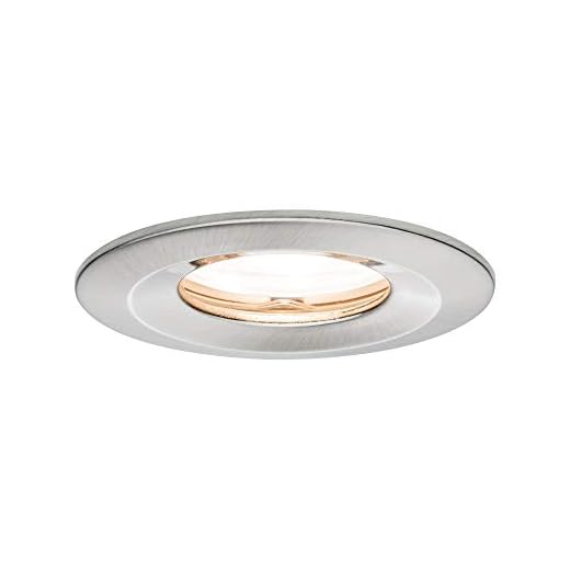 Paulmann Leuchten Paulmann 93626 LED Nova Einbaustrahler rund Deckenspot 7W Einbaulampe GU10 dimmbar Einbaulicht IP65 strahlwassergeschützt Einbauleuchte, Aluminium, 7 W, Eisen gebürstet