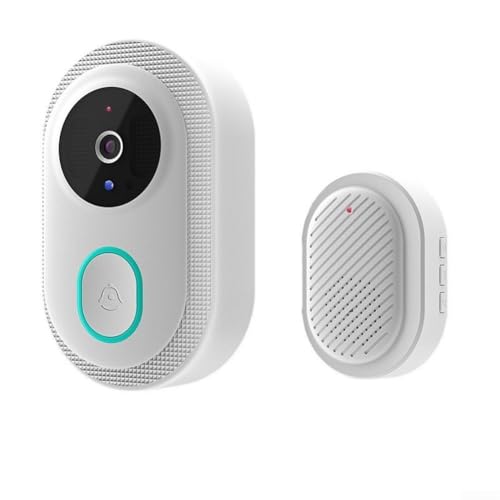 Timbre inalámbrico de video inteligente con WiFi de 2.4 GHz, intercomunicador de audio bidireccional, visión nocturna infrarroja, IP65 impermeable y modulación de voz para mayor privacidad, negro