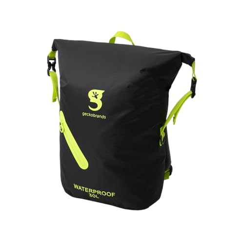 Image of geckobrands Lightweight 30L Waterproof Backpack - Lightweight Watertight Outdoor Bag Hiking Traveling Light Water Activities