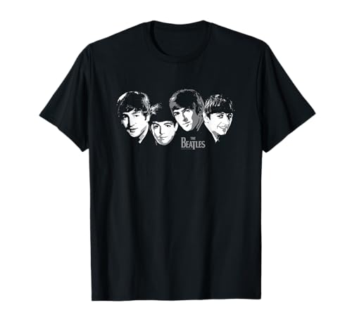 Image of Official The Beatles Band Heads Vintage Retro Pop Rock T-Shirt