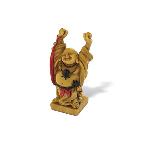 lachineuse - Statuette Bouddha Rieur de Santé - Statue Petit Bouddha Doré 8cm - Décoration Feng Shui - Objet Déco Zen Chinoise pour Intérieur, Salon,...