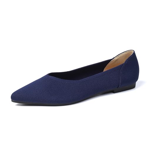 Image of Semwiss Women's Ballet Flats Comfortable Work Dressy Pointed Toe Shoes | Office-ready Comfort: Breathable Knit, Soft Memory Foam, Slip-on Lightweight, Foldable Flats for Business Casual & Formal