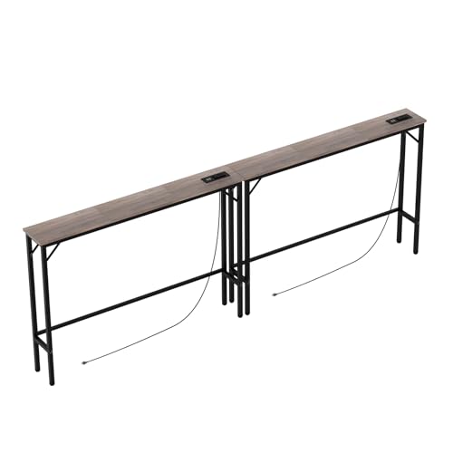 Aduanbang 78.7 inch Narrow Console Table with Outlet, Sofa Table Set of 2, Behind Couch Table, Long...