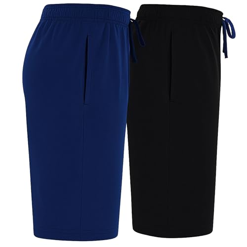 Hanes Men’s 2-Pack Cotton Sleep Shorts – Lightweight Lounge Bottoms 7.5" Inseam, Breathable Fit, Elastic Waist, Pantalones Cortos de Dormir de Algodón, Black/Blue Depth, X-Large4