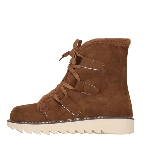 Botines con cremallera lateral para mujer, botines cortos para mujer, zapatos informales, tacón, marrón, 36 EU