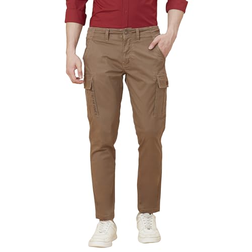 Image of Being Human Beige Cropped Fit Chinos for Men Clothing