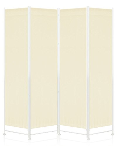 ottostyle.jp パーテーション 4連 【アイボリー】 高さ200cm クロース高さ調節可能 目隠し 仕切り (アイボリー, 200cm / 4枚パネル / 2枚セット)