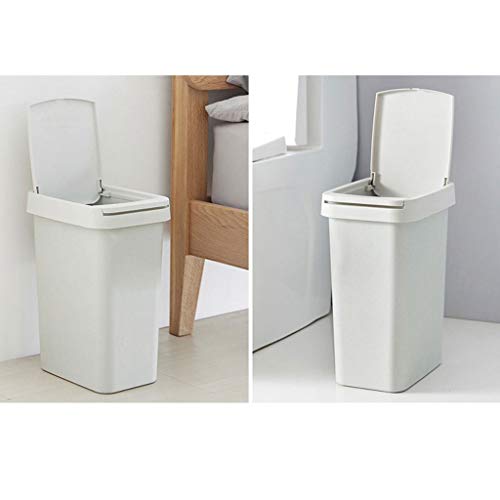 Papelera rectangular azul L con tapa para ocultar desperdicios en el baño 8