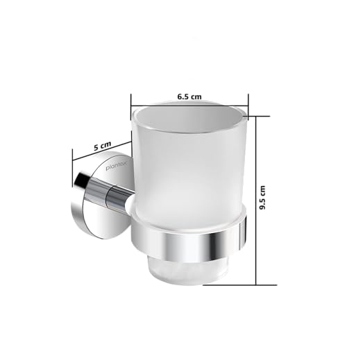 Image of Plantex Smero Pure Brass Toothbrush and Paste Holder /Tumbler Holder /Toothpaste Holder /Bathroom Accessories - Circle (Chrome)
