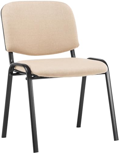 CLP Chaise Visiteur Empilable Ken en Tissu I Chaise De Reception Confortable avec Dossier Et Pieds en Métal Robuste, Couleur:crème