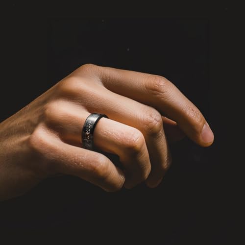 king will mens meteorite tungsten wedding bands 6mm8mm width blacksilver engagement rings for couples beveled edge promise ring for women comfort fit