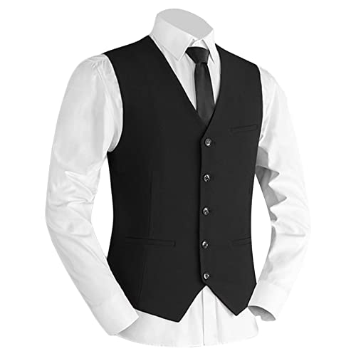 JEsilunmaMY Slim Fit Business Vest for Men Business Formal Dress Groomman Waistcoat Sleeveless Wedding Party Tuxedo Suit Vest