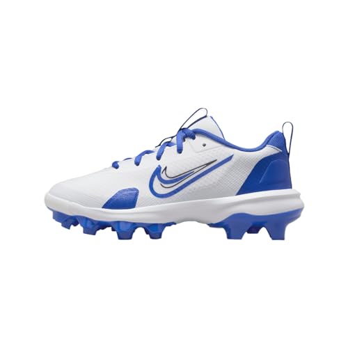 Nike Force Trout 9 Pro MCS Big Kids' Baseball Cleats (FZ0916-105, White/Midnight Navy/Football Grey/Hyper Royal) Size 10