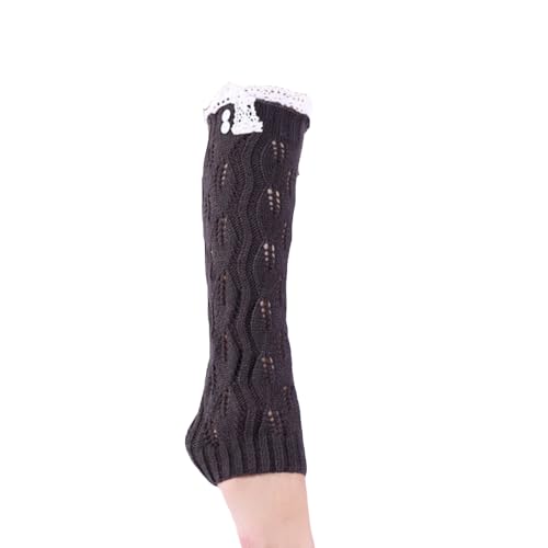 Image of Linkshare Women's Knee High Knit Crochet Lace Mesh Trim Leg Warmers Topper Boot Socks
