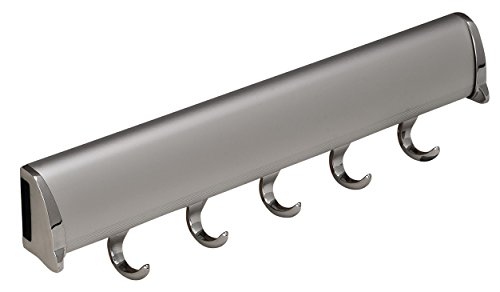 Hafele Belt Rack, Synergy Collection (Matt Aluminum with Chrome, 5 Hook, 11 7/8