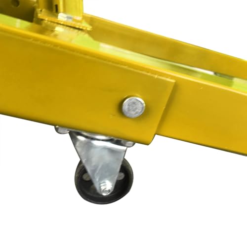 TUFFIOM 2 Ton Folding Hydraulic Engine Crane with Telescopic Boom and Outriggers and Hook, 4400 lbs Workshop Crane Lifting Cherry Picker, Heavy Duty Steel Electric Hoist, Yellow