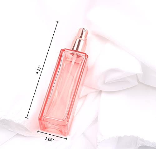 4 Pcs,1 Oz Pink Fine Mist Atomizer,Empty Glass Bottles With Rose-Golden Spray Pump Head,Protable Travel Liquid Cosmetic Containers for Perfume,Essential Oils-Pipette&Funnel Included3