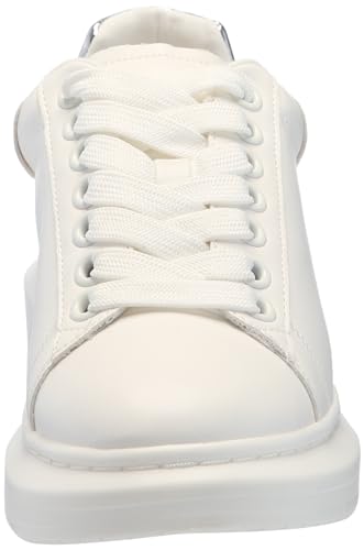 Steve Madden Women's Glacer Sneaker, White/Silver, 8.5