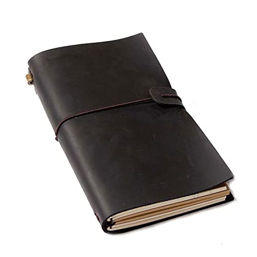 Cuaderno de cuero hecho a mano: diario de viaje vintage en piel de vaca genuina (15x22 cm)