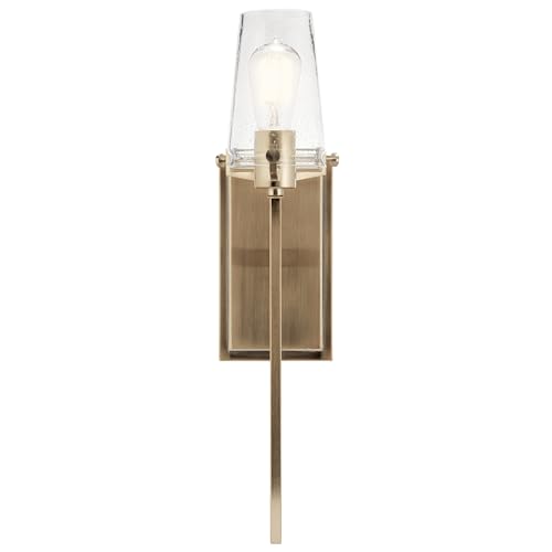 Kichler, Alton 22.25 inch 1 Light Wall Sconce with Clear Seeded Glass in Champagne Bronze for Hallway, Entry, Bathroom and Powder Room, (22.25" H x 5" W x 7.5" Ext), 45295CPZ by Kichler - Used condition - Image 4